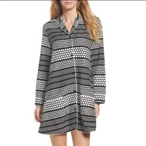 Kate Spade Black White Polka Dot Pajama Sleep Dress size medium